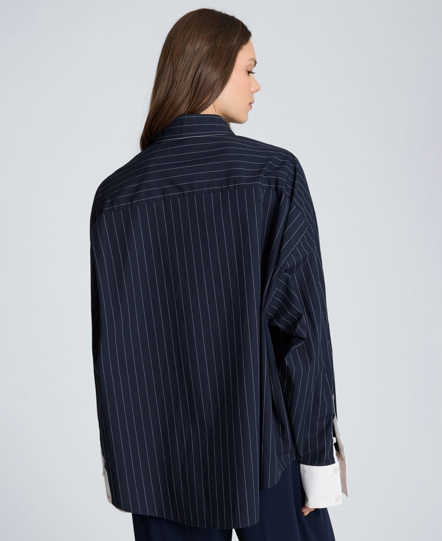 Женская рубашка Kenneth Cole Long-Sleeve Striped Button-Front, цвет: Тёмно-синий / Белый — фото 5