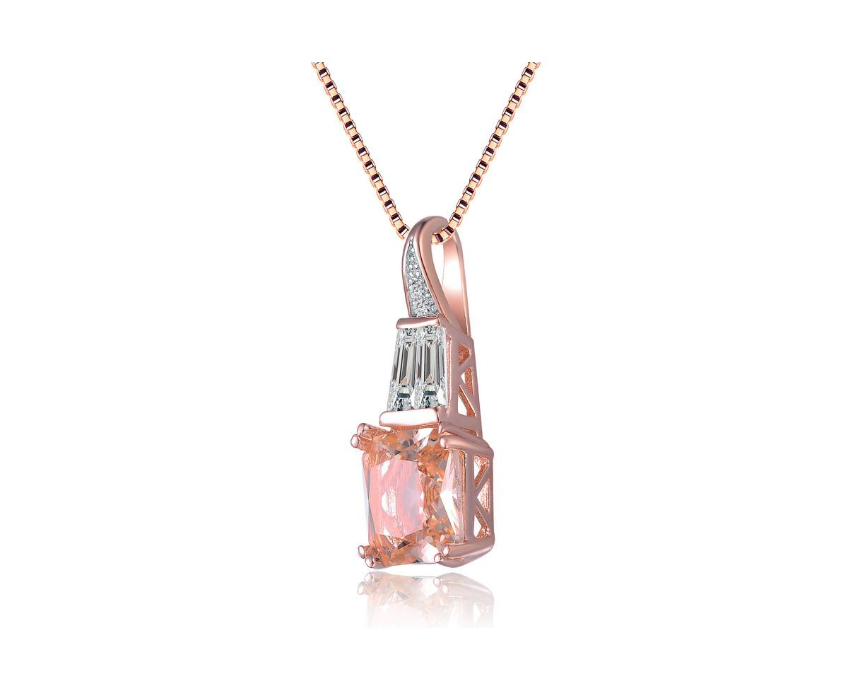Genevive 18K Rose Gold Plated Cubic Zirconia Pendant Necklace