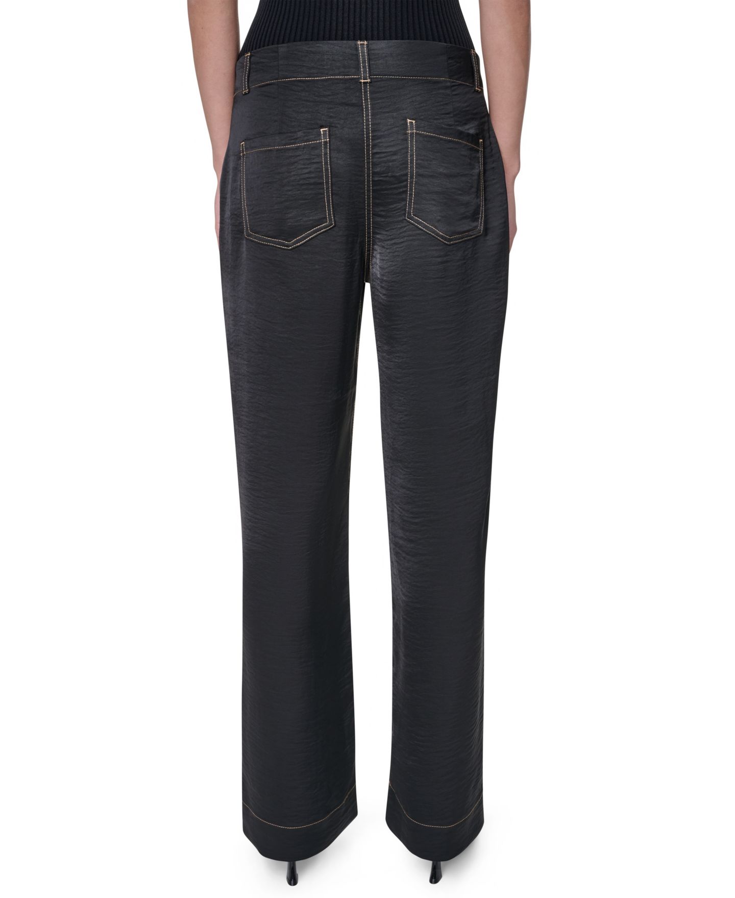 Женские брюки DKNY Straight-Leg Top Stitch, цвет: Чёрный — фото 5