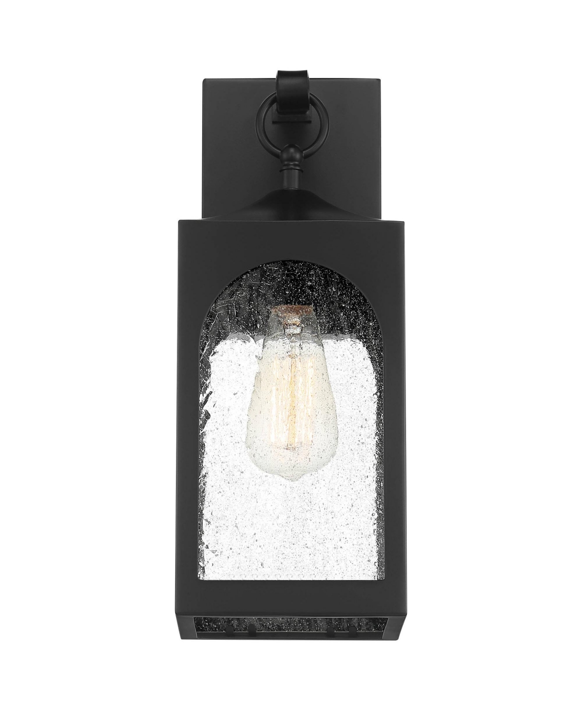 Possini Euro Design Tyne Modern Outdoor Wall Light Fixtures Set of 2 Matte Black Metal 16 1/2" Seedy Glass for Post Exterior Barn Deck