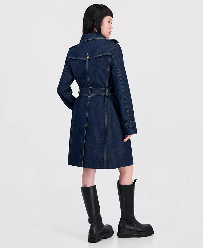 Women's Double-Breasted Denim Trench Coat - thumbnail 3