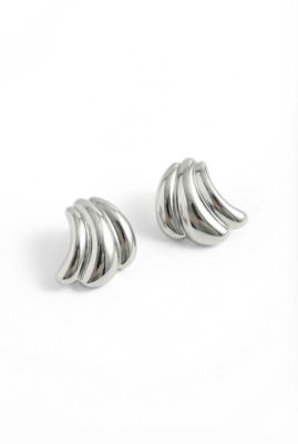 Sculptural Curve Stud Earrings, Stainless Steel