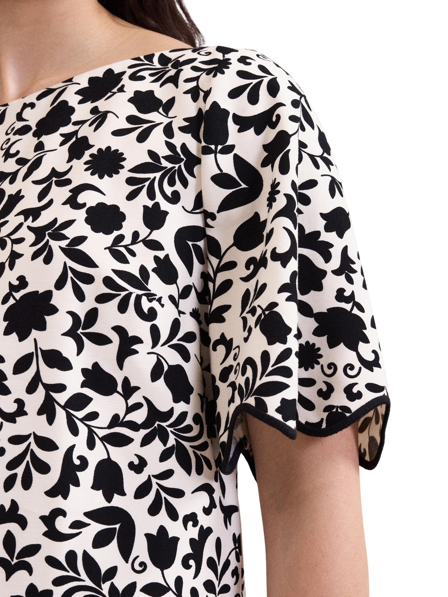 Женский топ Phase Eight Abi Printed, цвет: Чёрный / Слоновая кость — фото 5