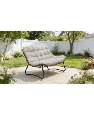 All-Weather Wicker Patio Loveseat with Thick Cushions
