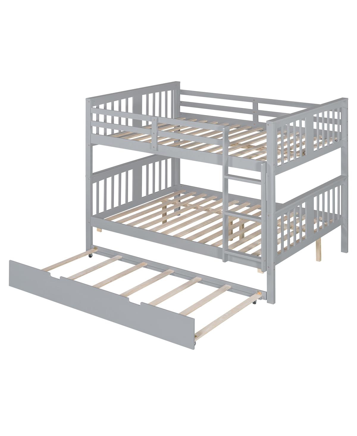 Streamdale Furniture Full over Full Bunk Bed with Twin Size Trundle and Ladder