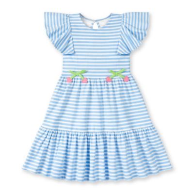 Toddler Girl Stripe Knit Dress With Heart Cherries