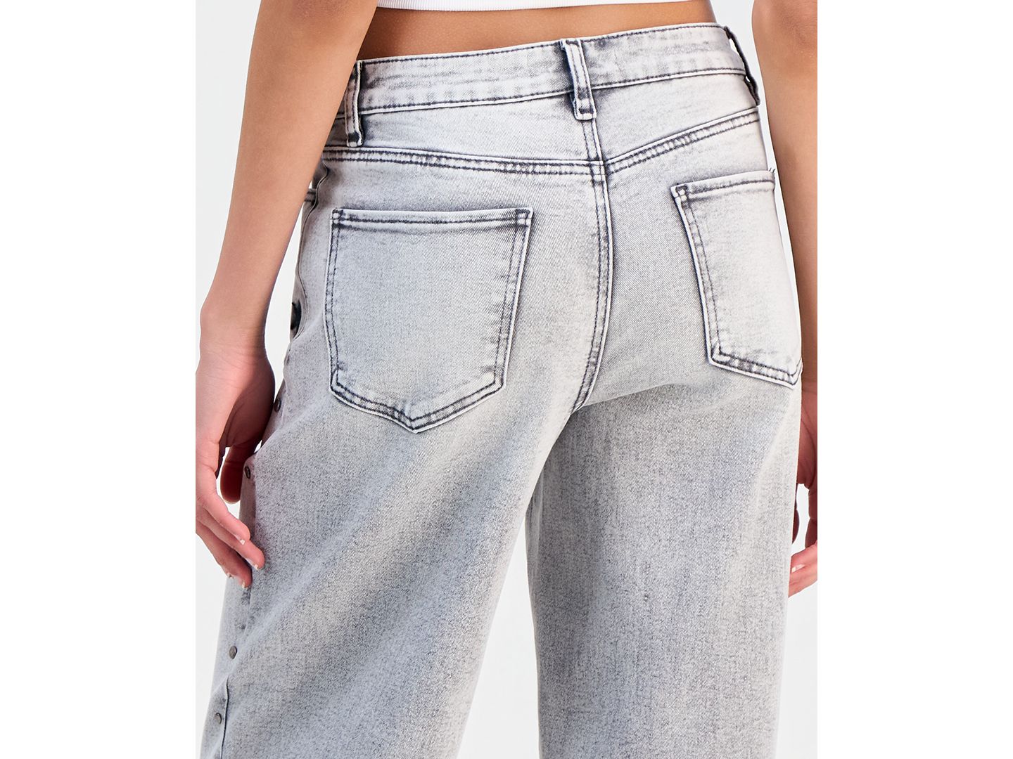 Женские джинсы Madden Girl Juniors' Star Stud Mid Rise Wide Leg, цвет: Серый — фото 3