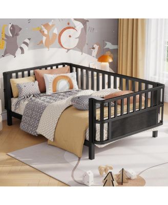 Twin Size Metal Platform Bed with Rails
