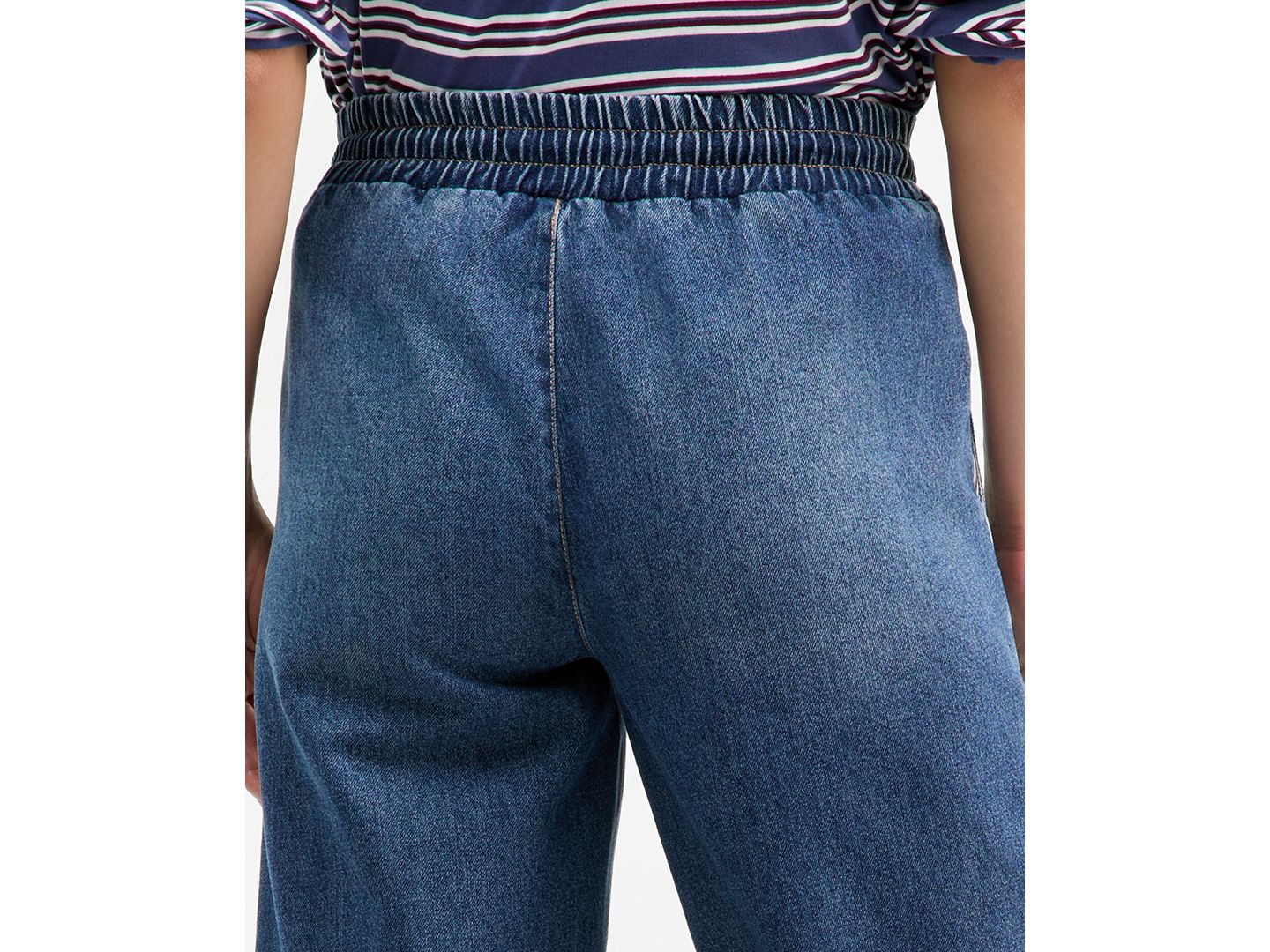 Женские джинсы Madden Girl Juniors' Pull-On High-Rise Wide-Leg Varsity Side-Stripe, цвет: Тёмная варка — фото 3