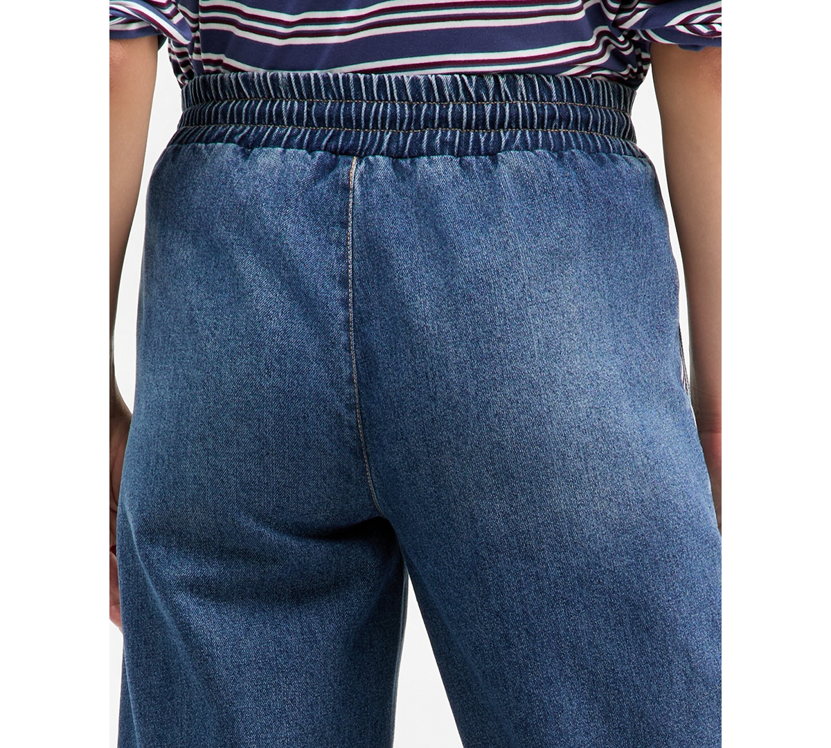 Madden Girl Juniors' High-Rise Wide-Leg Varsity Jeans