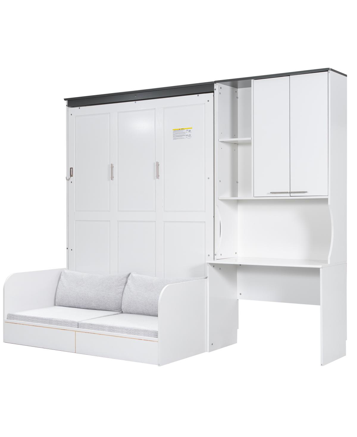 Streamdale Furniture Multi-Functional Murphy Bed With Sofa, Desk, And Storage - Queen Size
