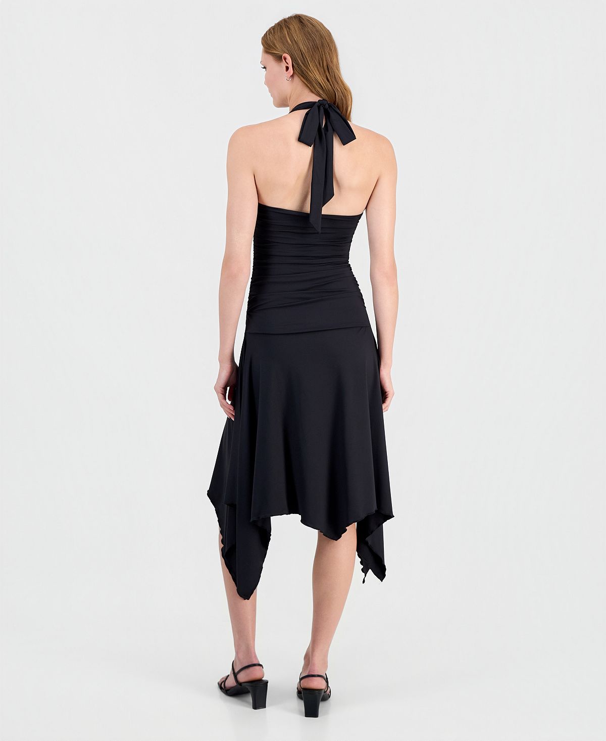 Bar III Women's Ruched Halter-Neck Dress, Macy's Exclusive view 5 — MAYCSS fashion products