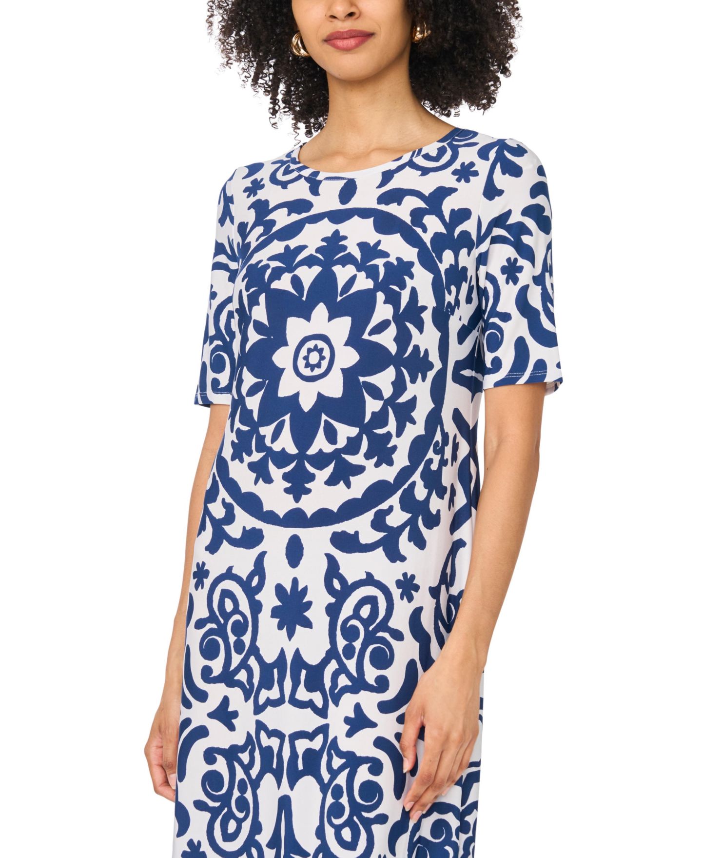 Женское платье Vince Camuto Crewneck Printed Maxi, цвет: Classic Na — фото 2
