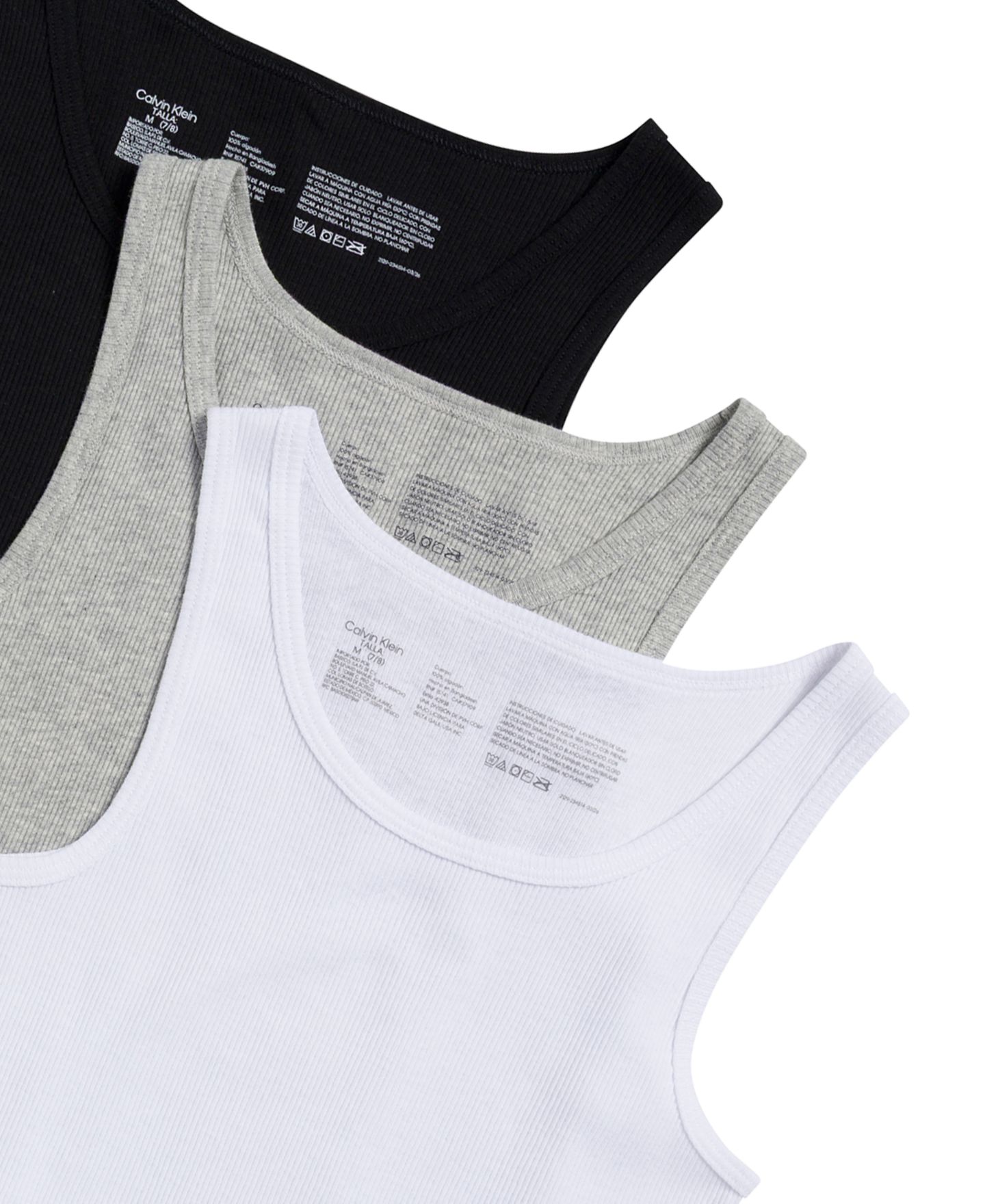 Топы Calvin Klein Girls' 6-16 Sleeveless, 3-Pack, цвет: Чёрный / Белый — фото 3