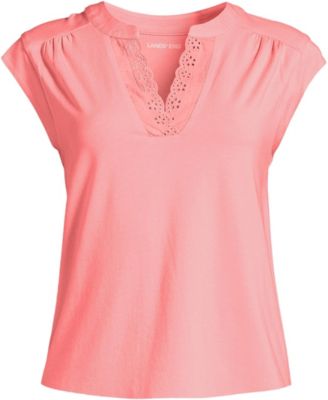 Women's Cap Sleeve Lightweight Jersey Lace Shoulder Tee