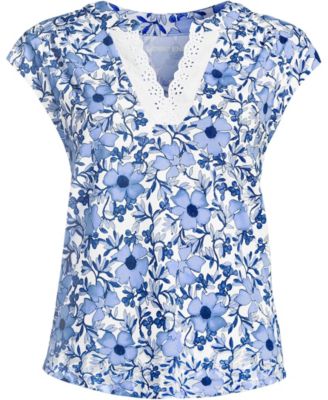 Plus Size Cap Sleeve Lightweight Jersey Lace Shoulder Tee