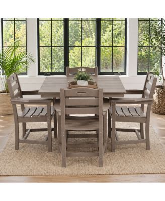 Weathered Wood HDPE 5-Piece Outdoor Patio Dining Set