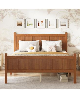 Minimalist Modern Platform Bed with Wood Grain Finish