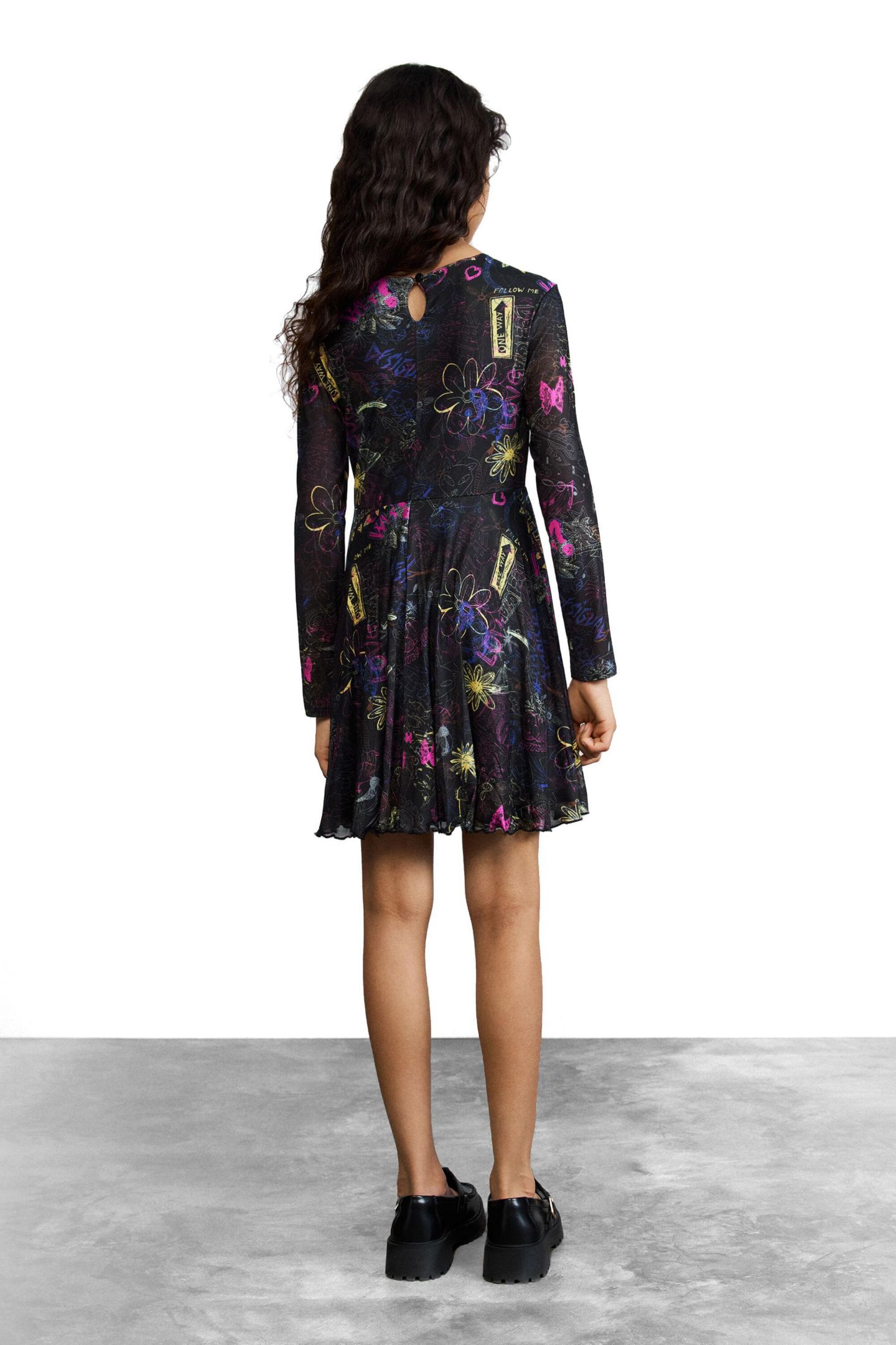 Платье Desigual 's Printed knit dress для девочек, цвет: Чёрный — фото 2