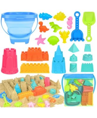 22-piece Collapsible Beach Sand Bucket Shovels Set Mesh Bag Castle Kit Kids 3-10