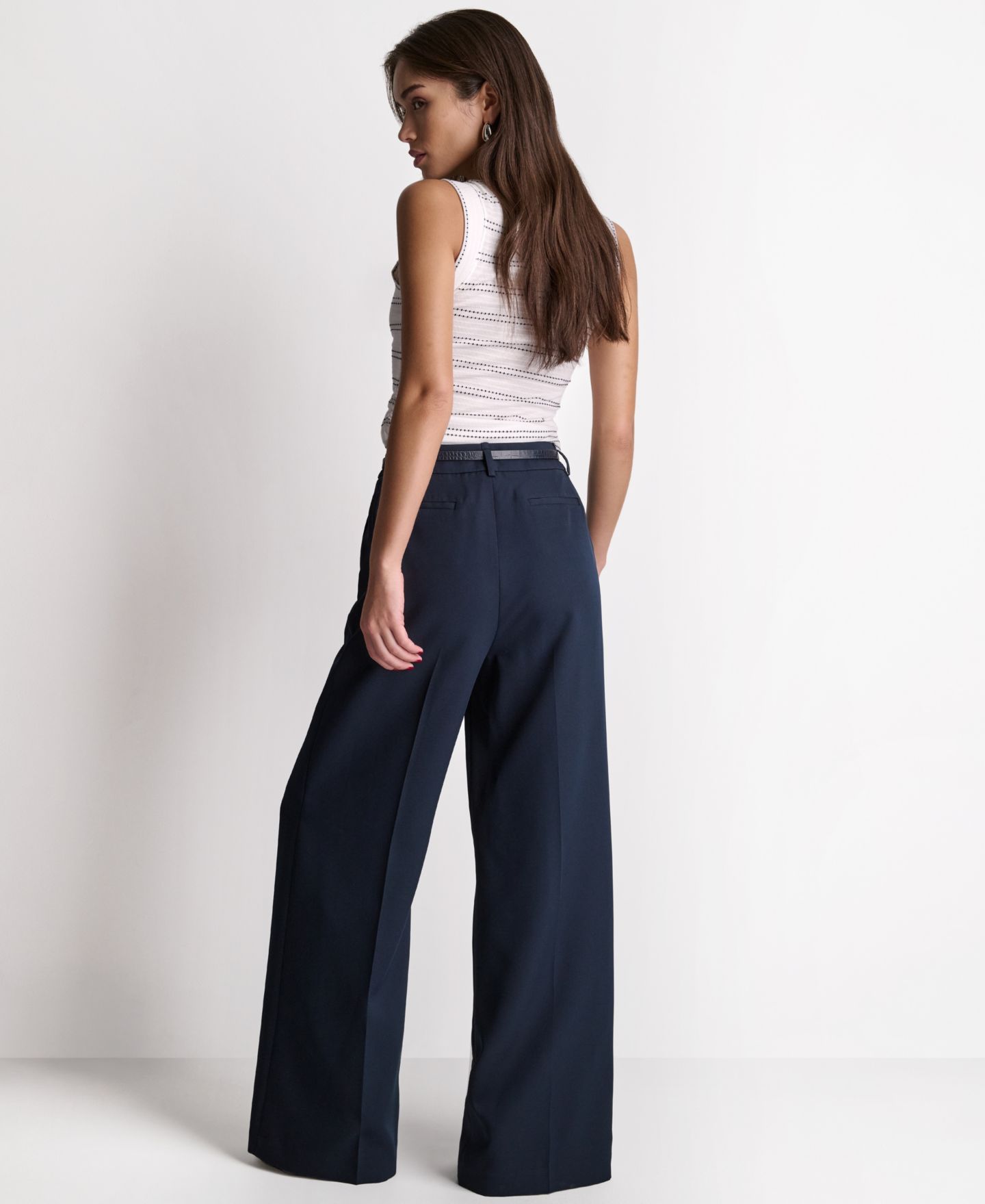 Женские брюки BCBG Wide-Leg High-Rise, цвет: Глубокий морской — фото 5