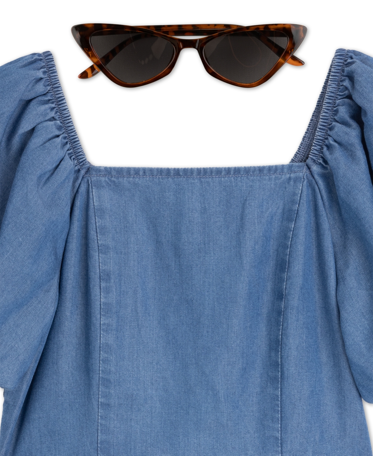 Speechless Girls' 7-16 Denim Romper with Sunglass