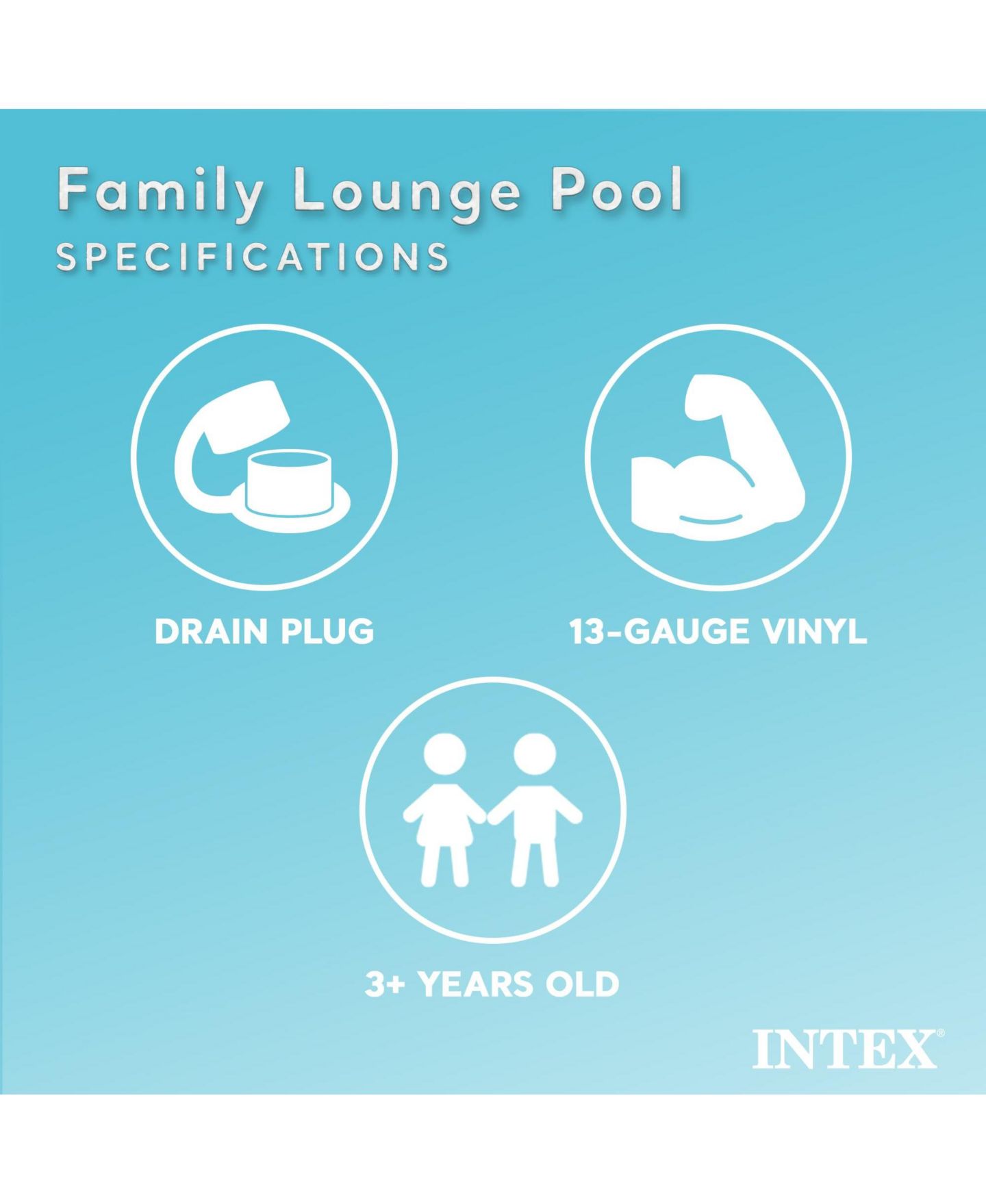 Детская игрушка GNUADZ Swim Center Inflatable Family Lounge Pool, 90"L x 86"W x 31"H, 156 Gallons, Ages 3+, цвет: Синий — фото 2