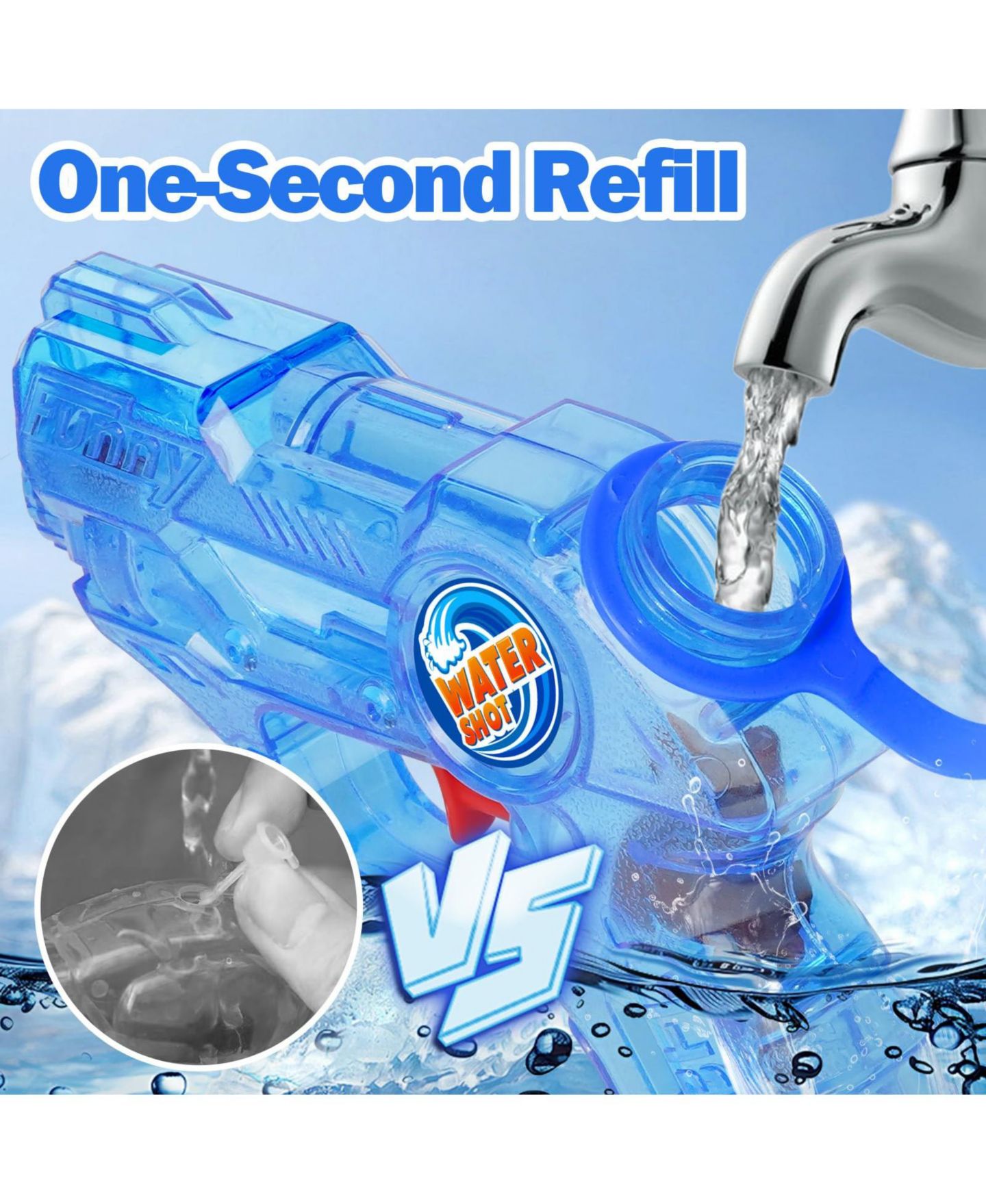 Детский мини-водный пистолет Gnuadz Super Soaker для бассейна и вечеринок, цвет: Синий розовый — фото 2