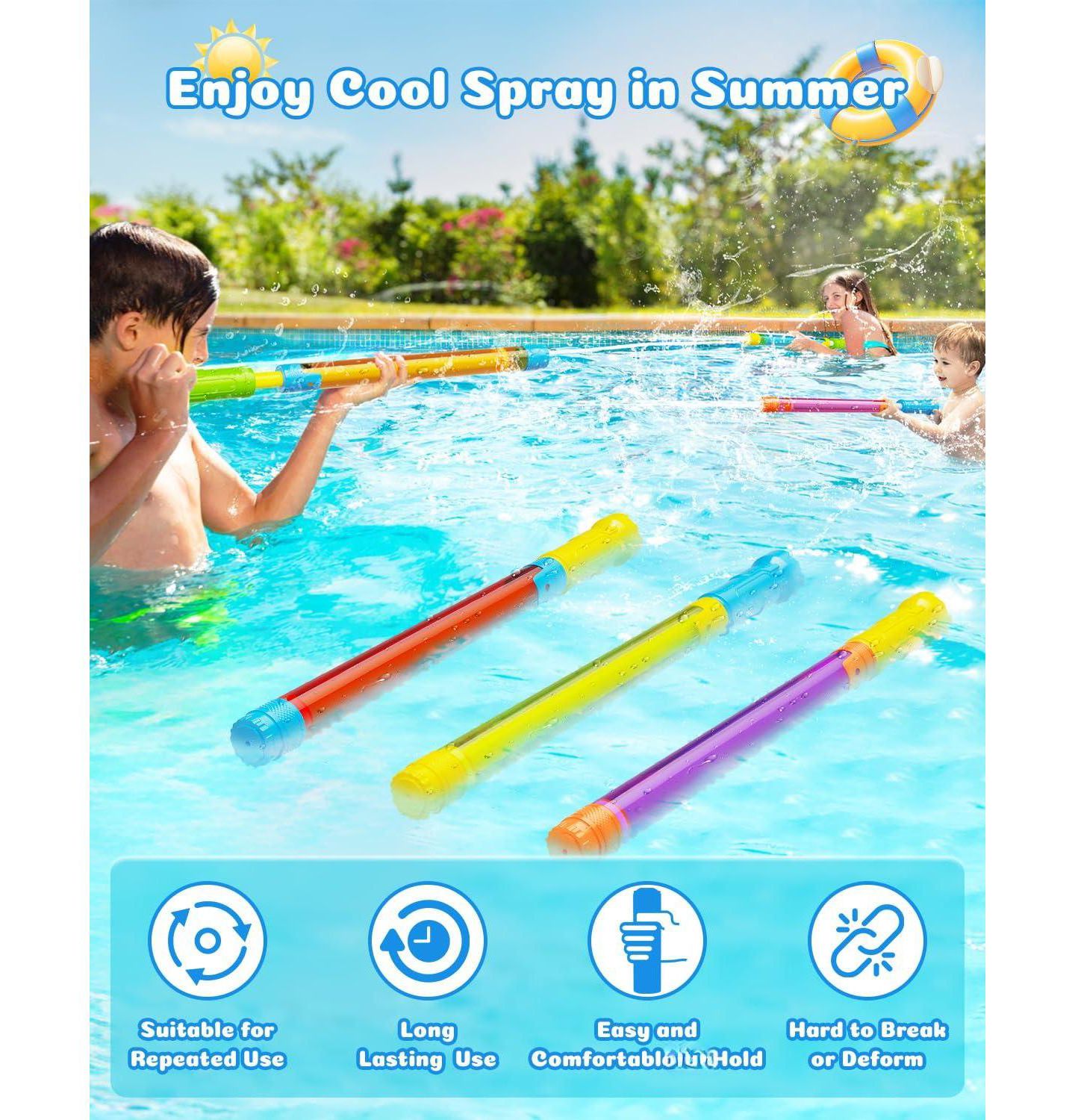 Детские игрушки GNUADZ 115ml 40-Foot Range Water Blasters, 18-Piece Set, Ages 3-12, цвет: 6 Pack — фото 3