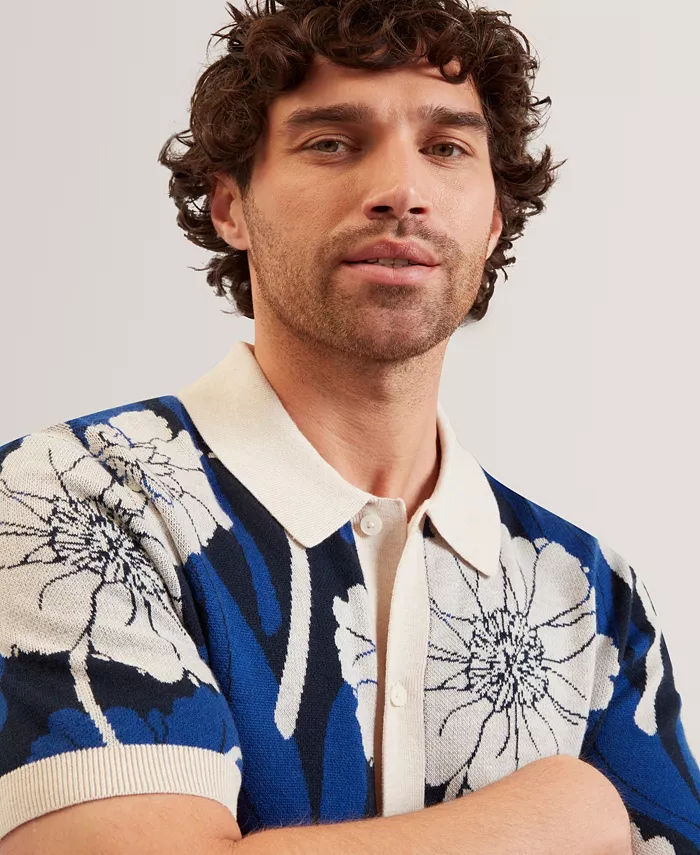 Men's Floral Jacquard Short-Sleeve Shirt - thumbnail 2