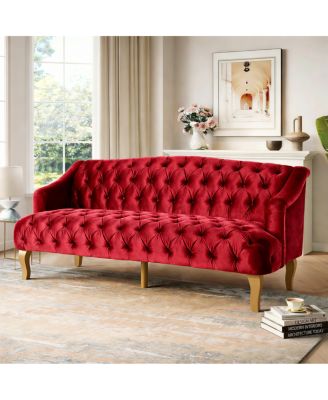  Comfy 3-Seat Sofa with Curved Wooden Legs, Perfect for Living Room and Study