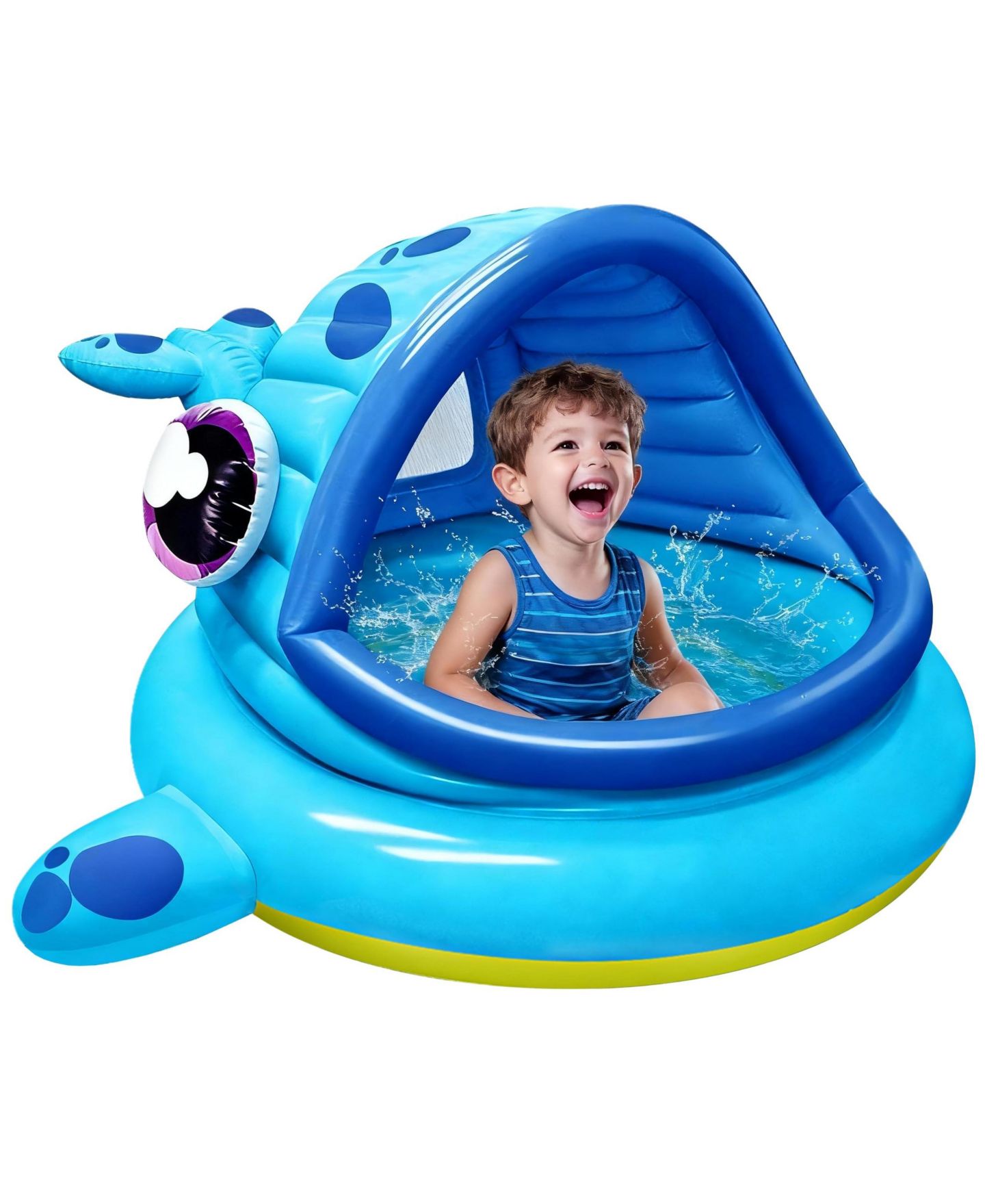 Детская игрушка GNUADZ Inflatable Whale Pool Tent with Built-in Sunshade Canopy, 14-Gallon, Ages 5-7, цвет: Синий — фото 1