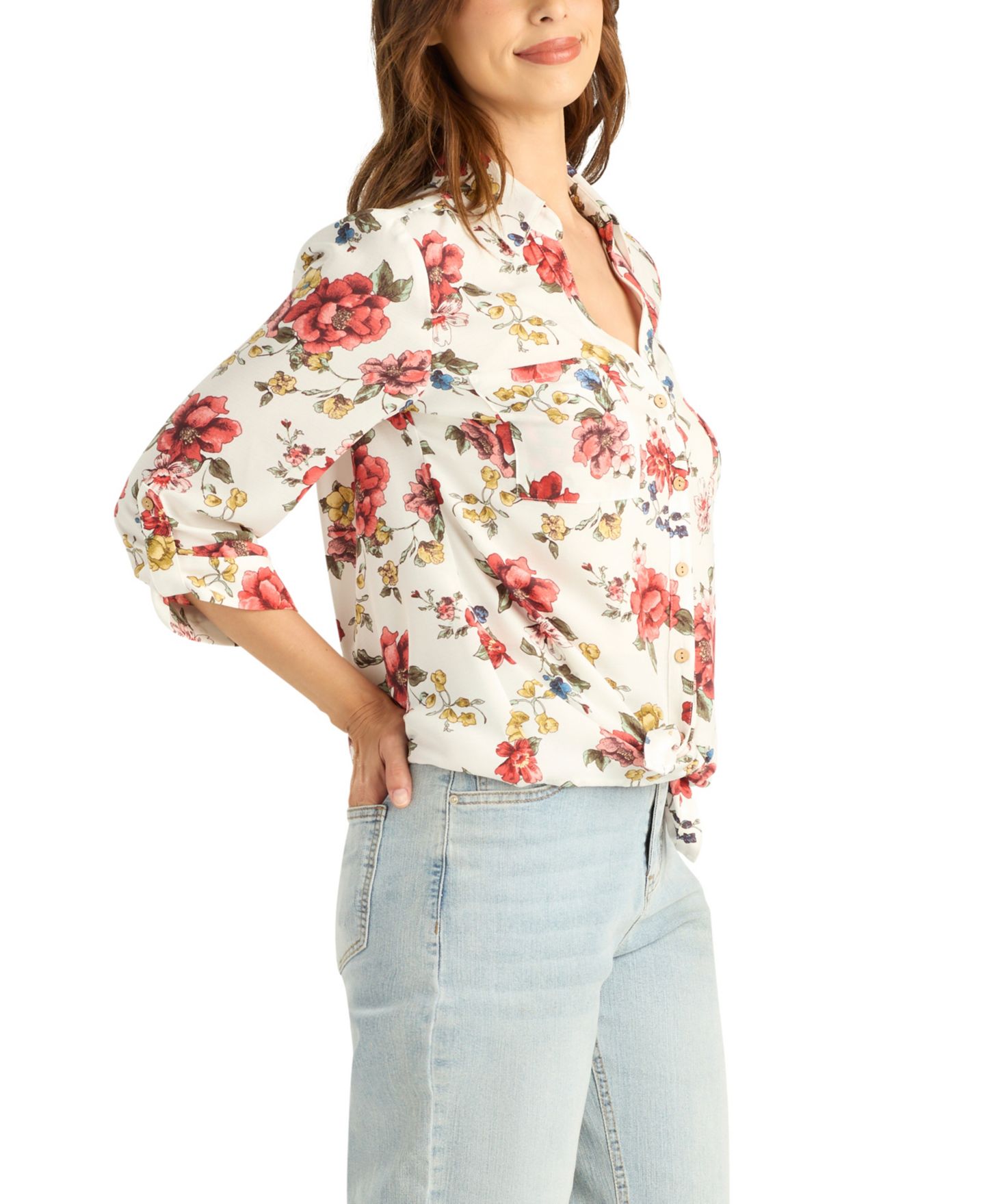 Женский топ BCX Printed Collared Button-Up, цвет: Pat A — фото 2