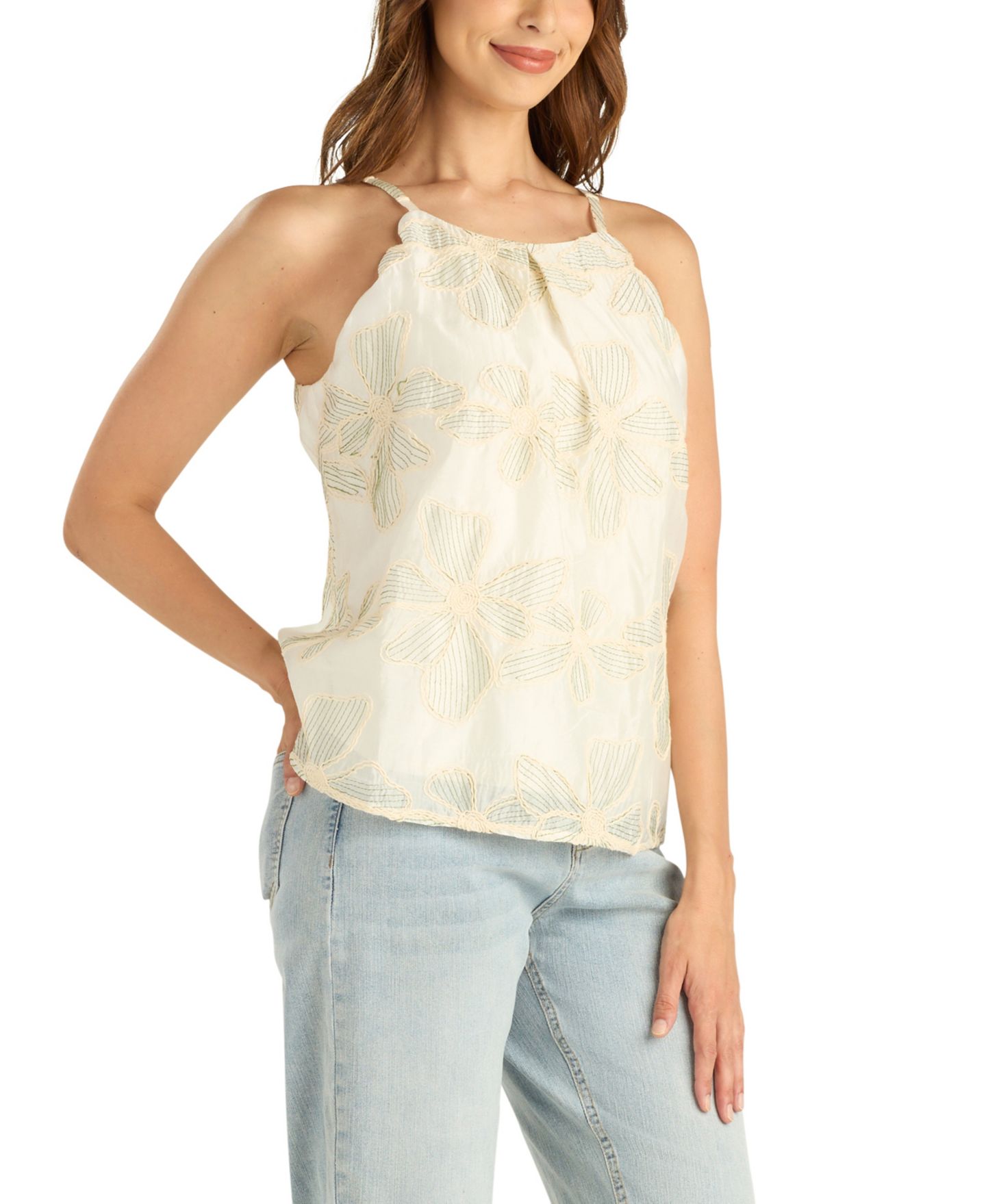 Женский топ BCX Scallop Edge Sleeveless Halter, цвет: Слоновая кость / Кремовый — фото 2