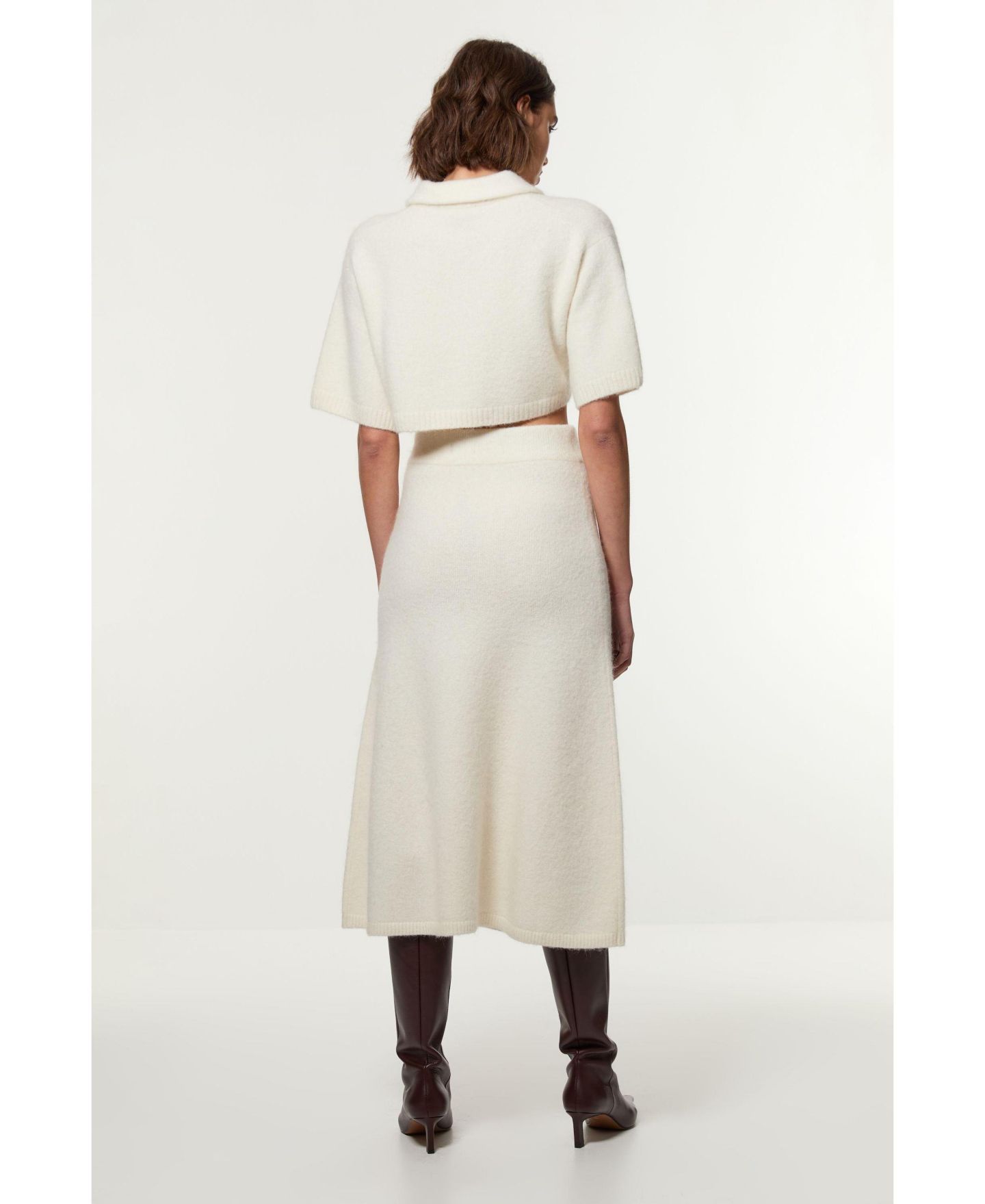 Женская юбка Karen Millen Alpaca Wool Fluffy Full Knit, цвет: Слоновая кость — фото 5
