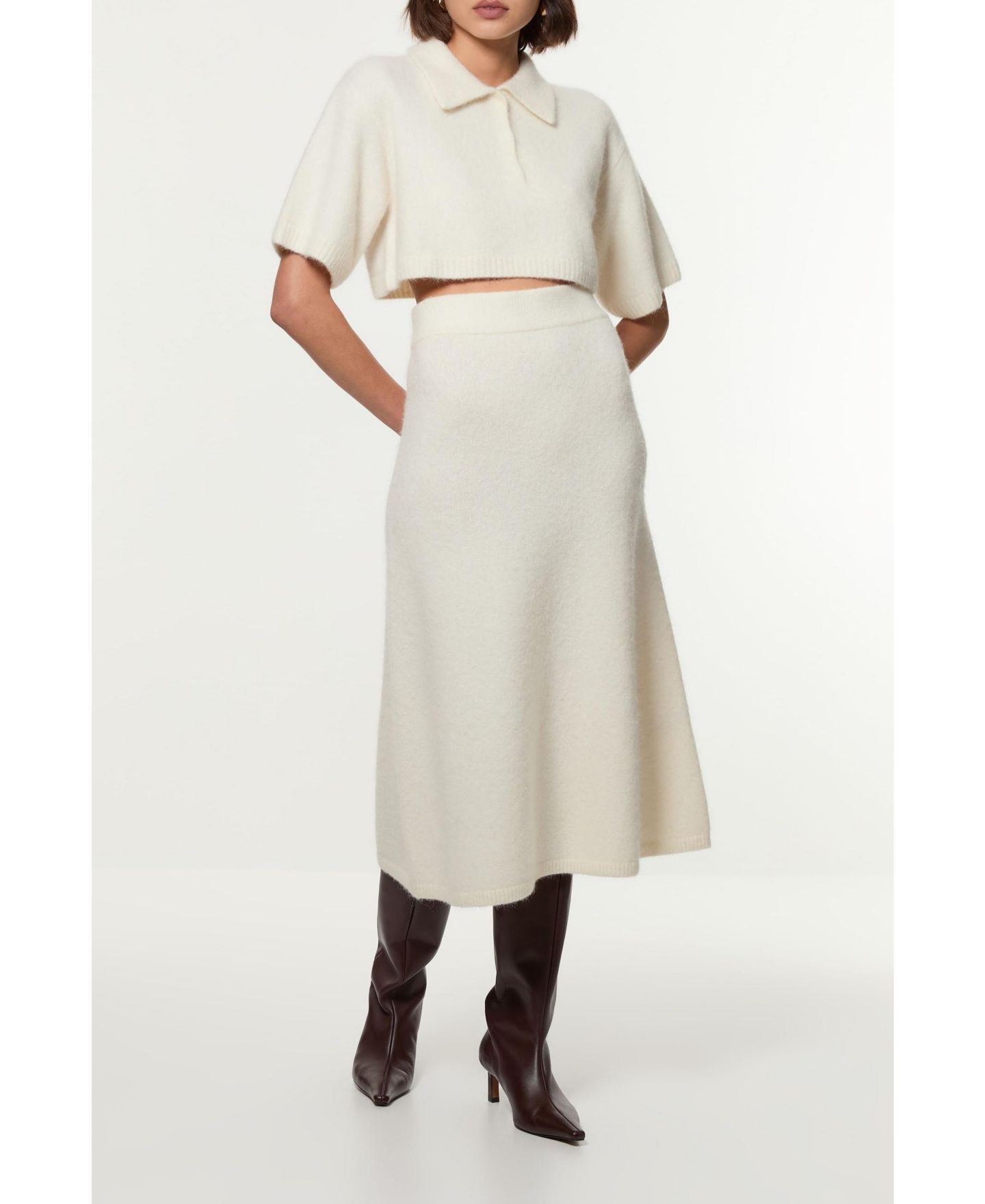 Женская юбка Karen Millen Alpaca Wool Fluffy Full Knit, цвет: Слоновая кость — фото 7
