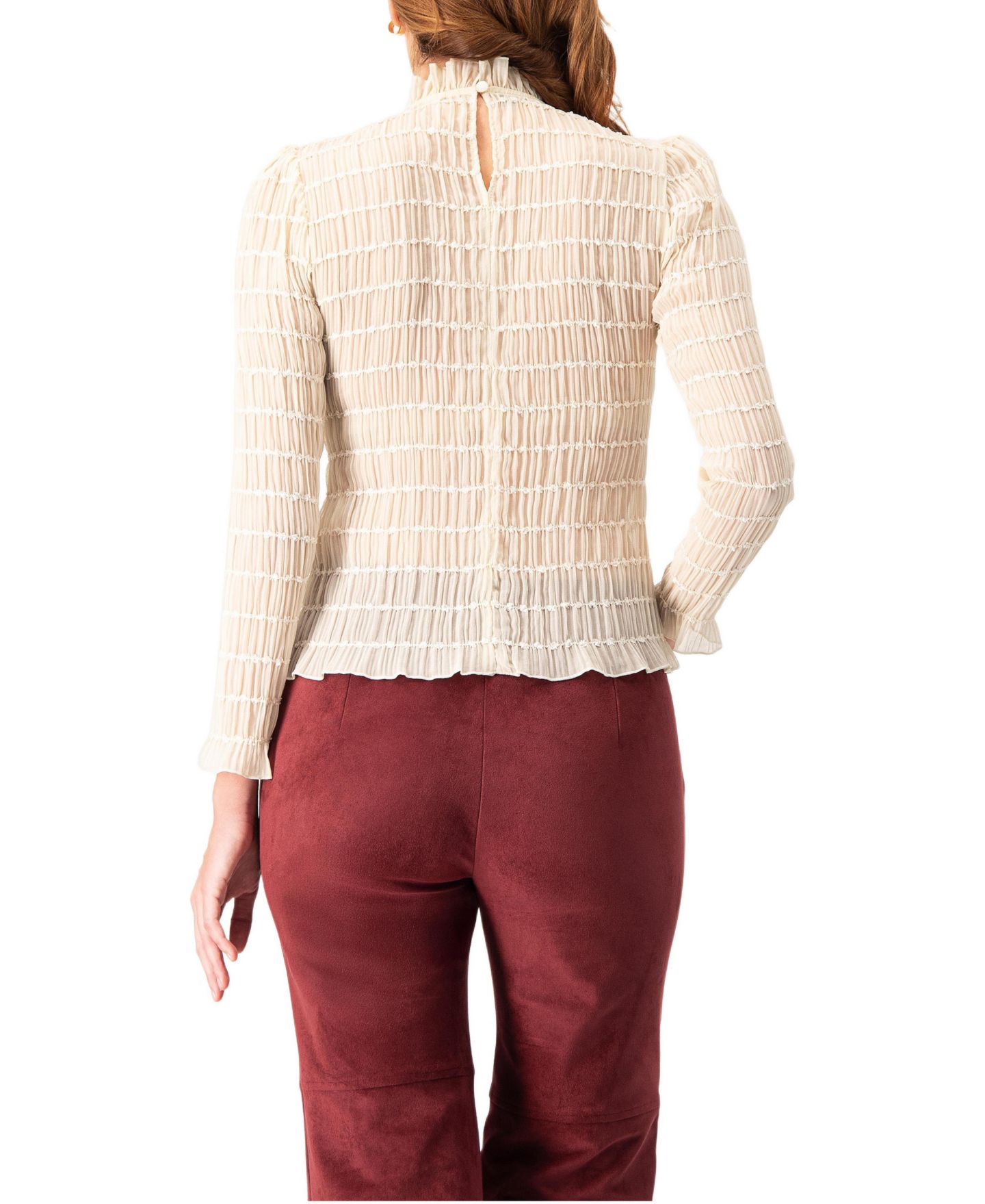 Женская блузка Ivonne Textured Long Sleeve with High Neck, цвет: Слоновая кость — фото 2