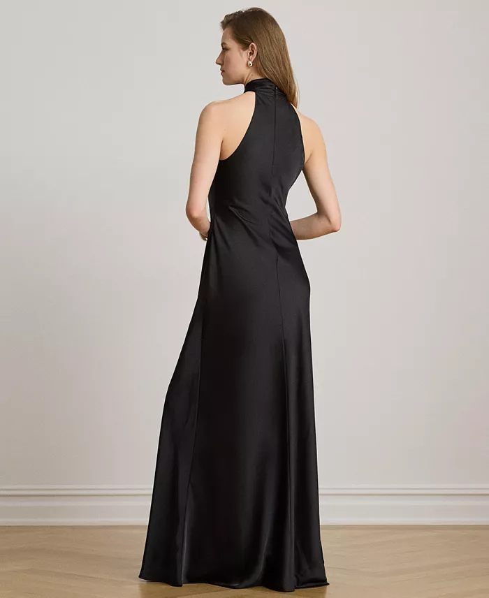 Women's Satin Charmeuse Halter Gown - thumbnail 4