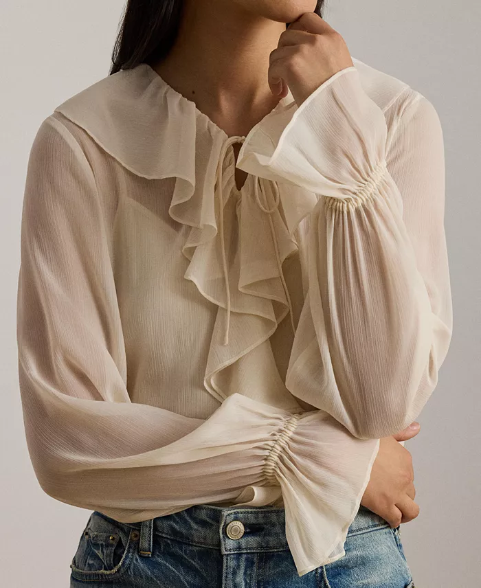 Women's Ruffle-Trim V-Neck Blouse - thumbnail 4