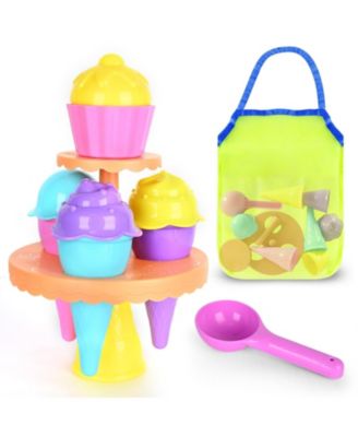 14-piece Beach Toys Ice Cream Sand Molds Shovels Mesh Bag