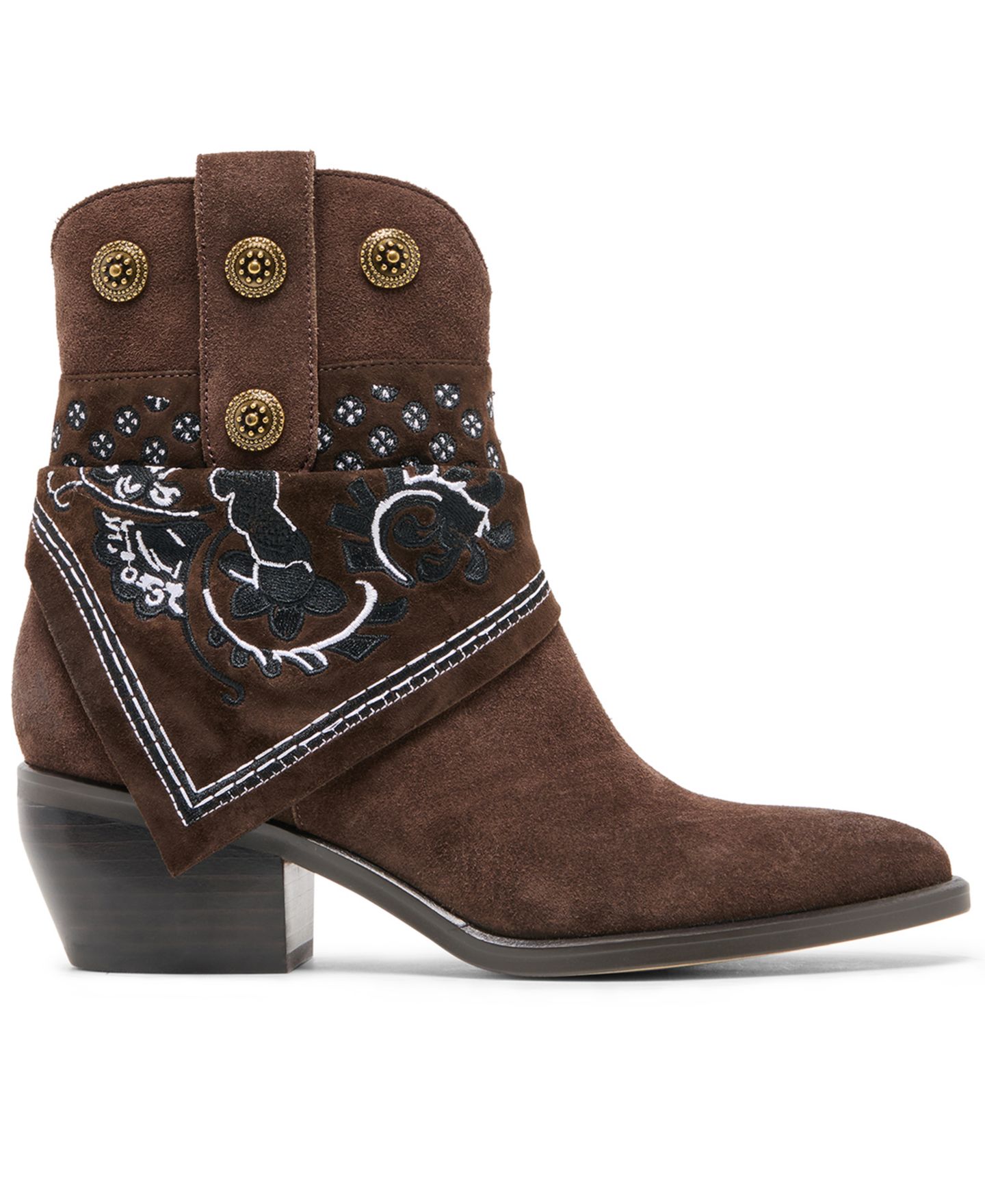Женский шарф Dolce Vita Mekala Scarf Cuff Embroidered Western Booties, цвет: Тёмный коричневый замшевый — фото 2