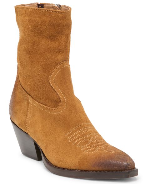 Женские ботинки Dolce Vita Klyde Full-Zip Western Booties, цвет: Коньячный замшевый