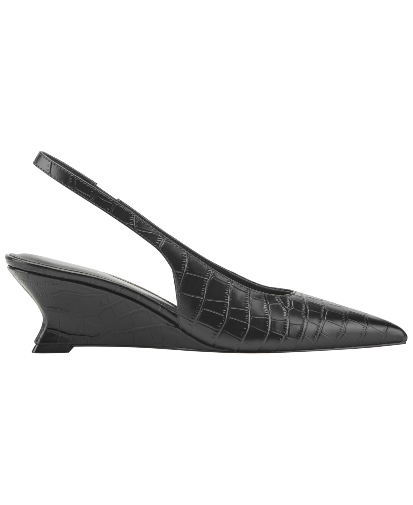 Женские туфли Marc Fisher LTD Taten Leather Slingback Wedge Pumps, цвет: Чёрный кожаный, вариант 1 — фото 2