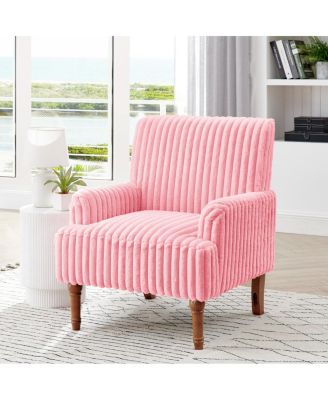 Corduroy Accent Chair with Wood Legs