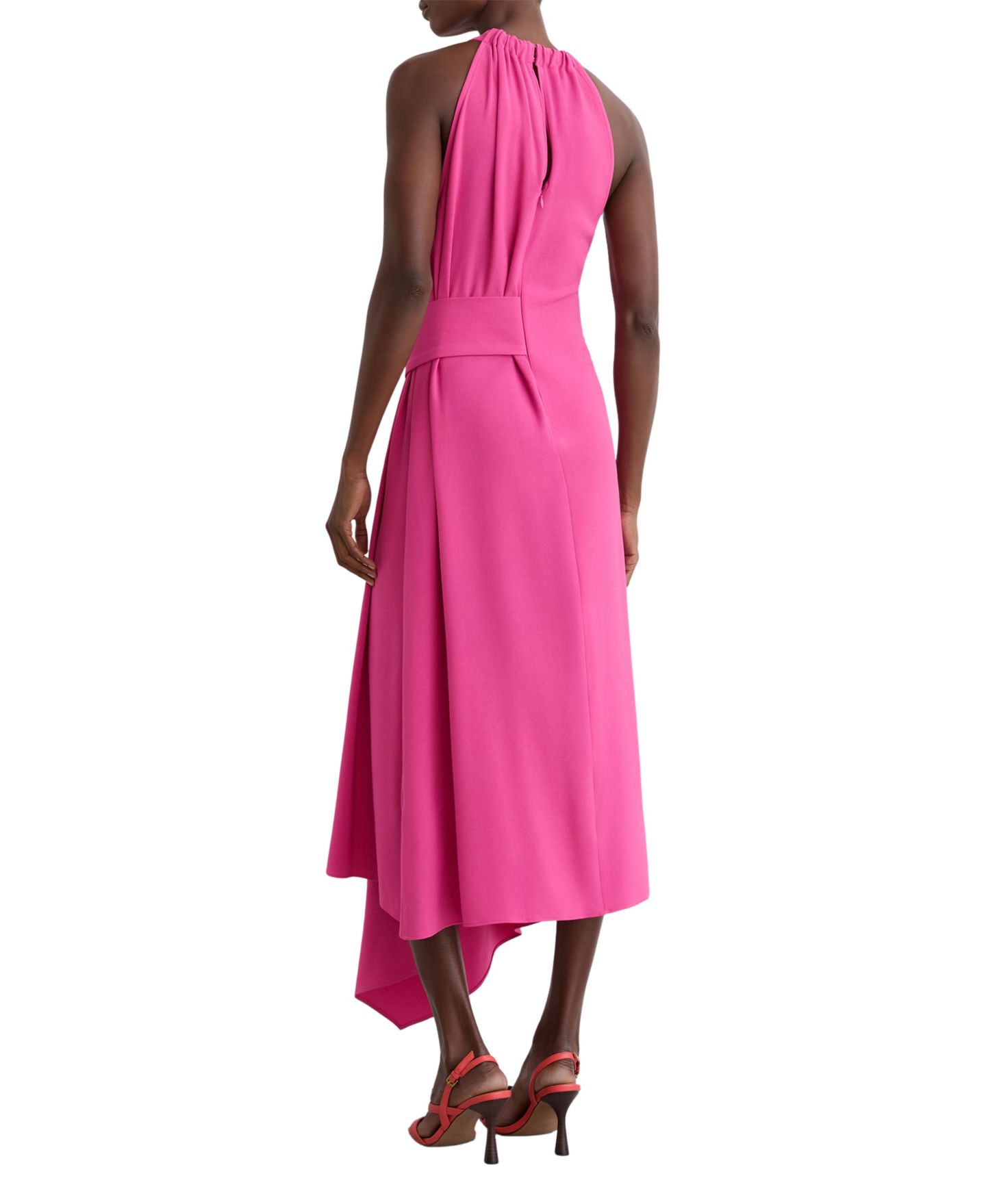 Женское платье REISS Drape-Detail Sleeveless Midi, цвет: Малиновый — фото 3
