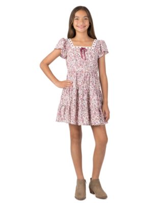 Girls' 7–16 Flutter Sleeve Knee Dress
