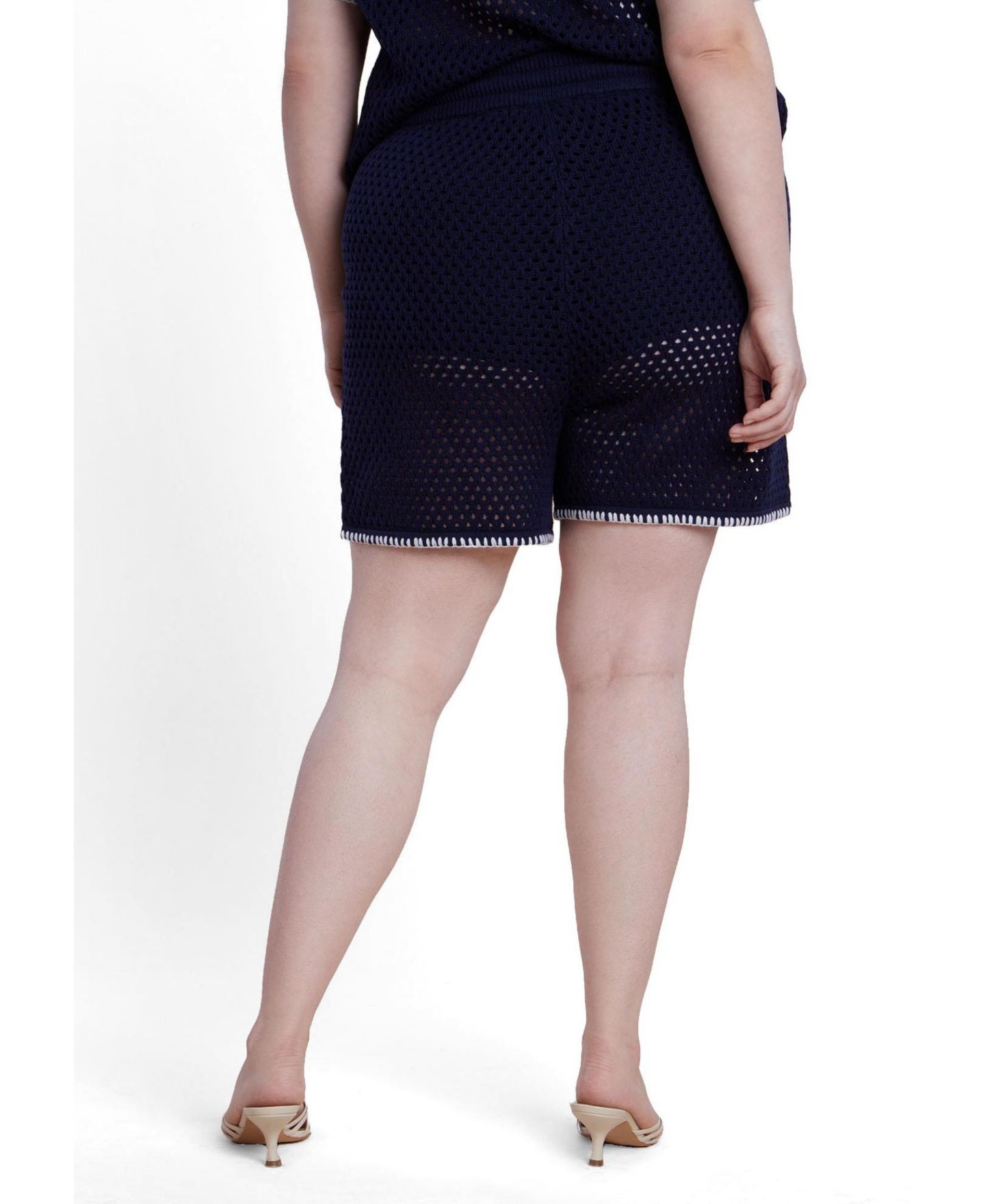 Женские шорты ELOQUII Crochet Knitted Short, цвет: Синий — фото 2