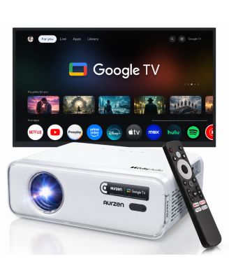 Portable Mini Projector with Google TV, Native 1080p, 4K Supported, Auto Focus and Keystone, 16W DoIby Audio, for Home Theater and Outdoor Use