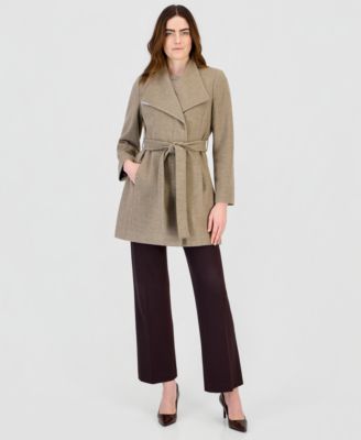 Women's Wing Collar Belted Wrap Coat