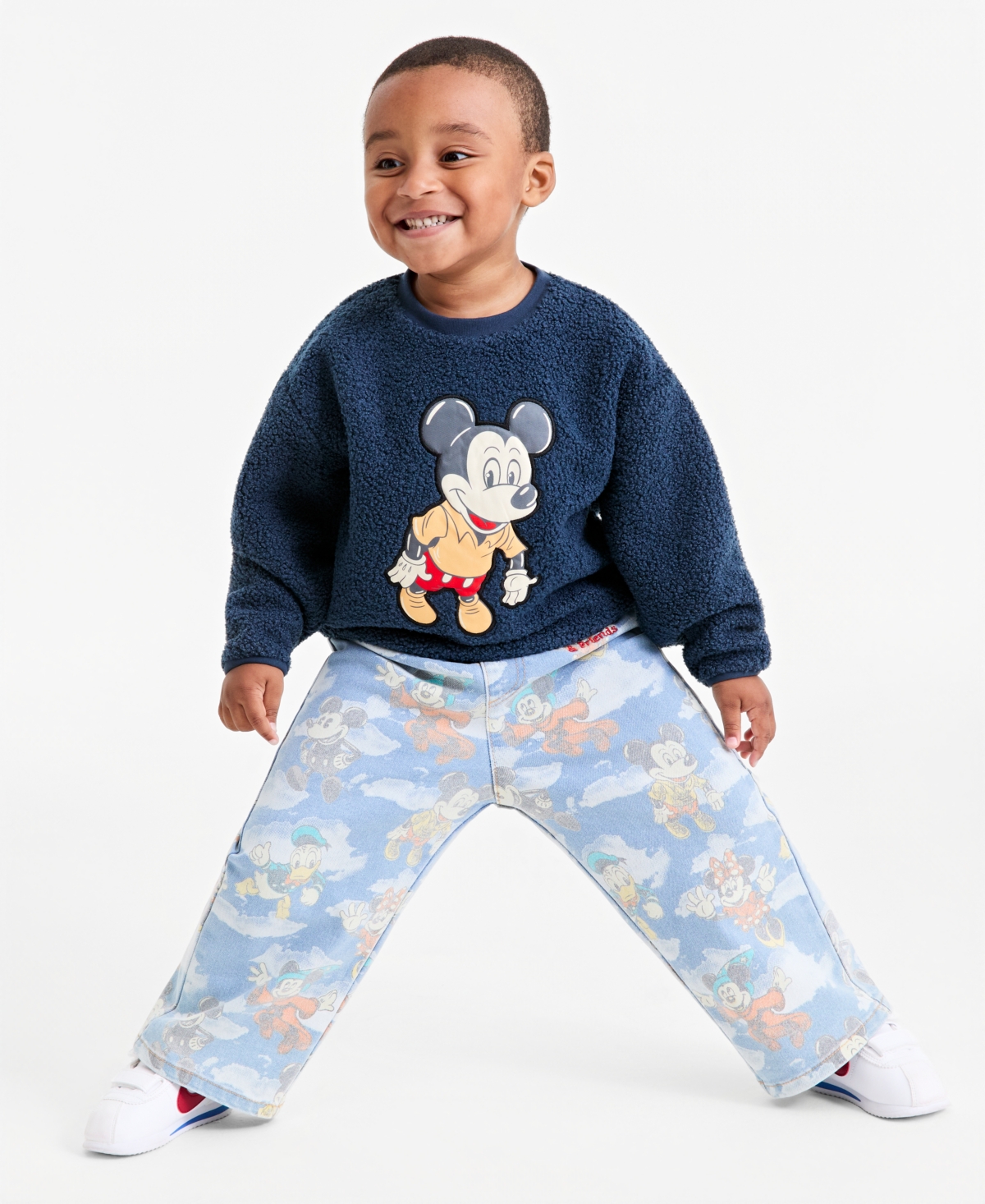 Disney | Macy's Toddler & Little Boys' and Girls' 2T-7 Mickey Mouse Parade Balloon Sherpa Sweatshirt, Macy's Exclusive - Blue